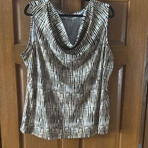 Dressbarn Women's Cowl Neck Tank Top - Black and Tan!